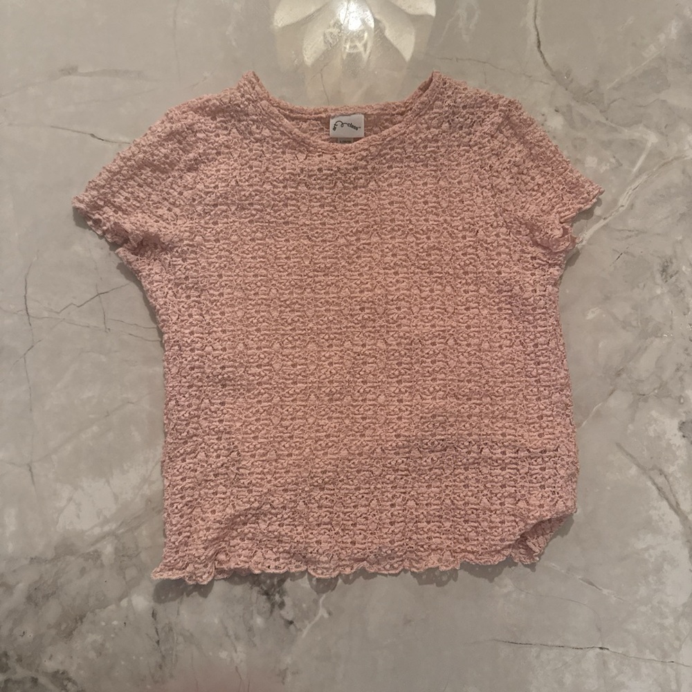 Art Class Pink Textured Short Sleeve Top